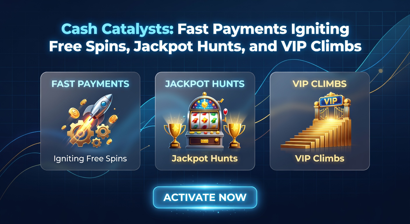 Visuelle Darstellung eines VIP-Aufstiegs mit schnellen Zahlungspfeilen, Free-Spin-Explosionen und explodierenden Jackpots