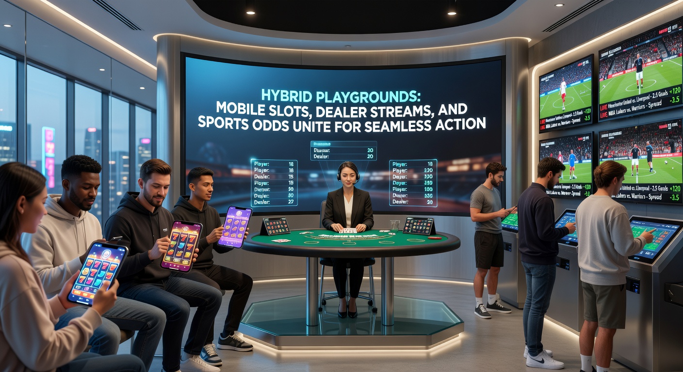 Nahaufnahme eines Smartphones mit simultan laufenden Live-Dealer-Roulette, einem Slot-Spiel und überlagerten Sportwetten-Odds für ein Fußballmatch