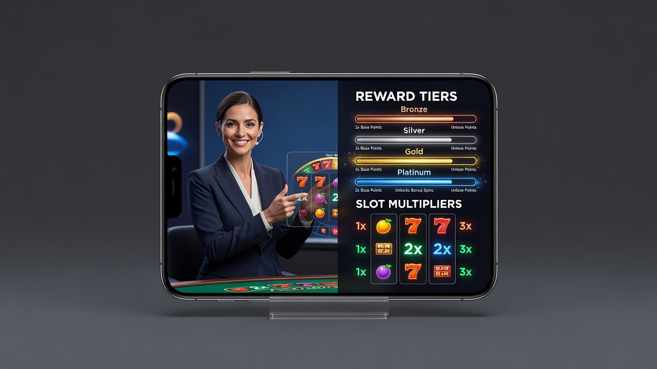 Live-Dealer-Stream auf Smartphone mit aktivierten Multiplikator-Overlays und Belohnungsstufen-Anzeige